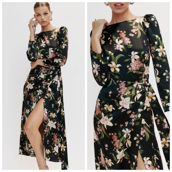 Reformation Cassis Silk Dress In Magnifica - Picture 1 of 8